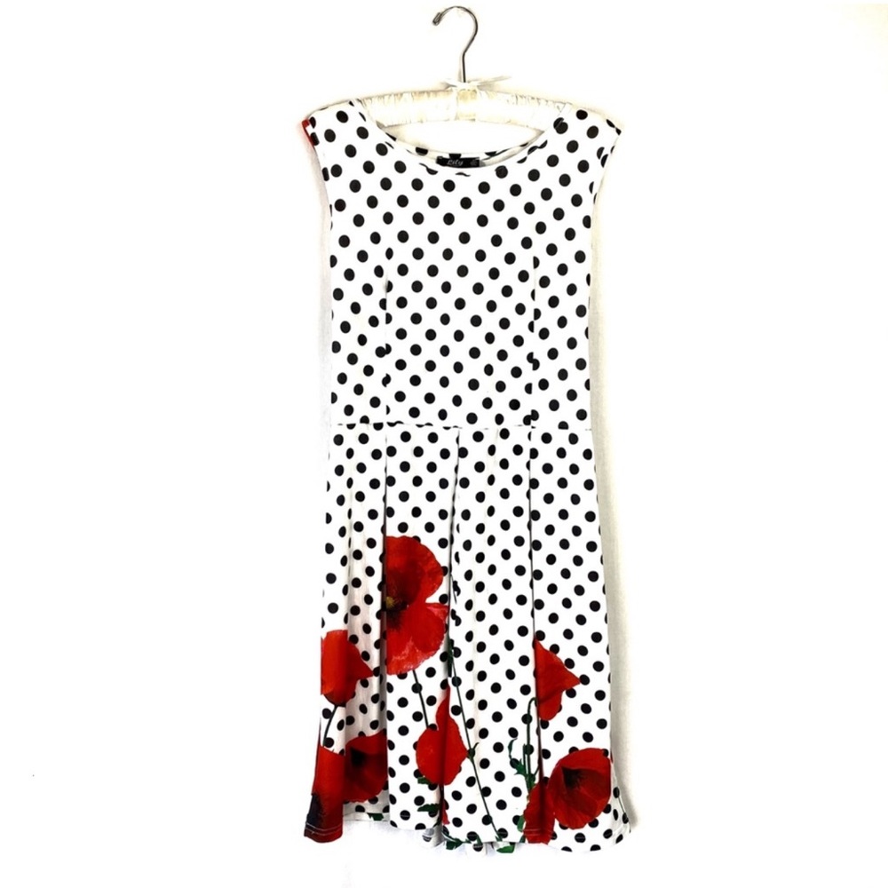 Polka Dot and Floral Sleeveless Dress